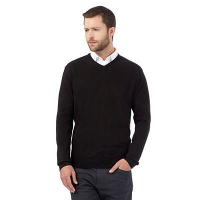 The Collection Black V neck acrylic jumper